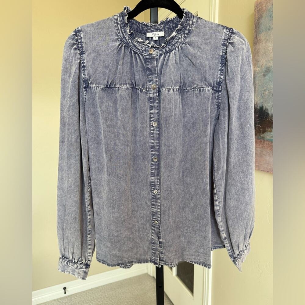 Rails Camille Ruffle Trim Button Front Top Sapphi… - image 2